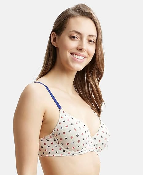 Jockey UL50 Women’s Underwired Padded Cotton T-Shirt Bra – Medium Coverage with Detachable Straps